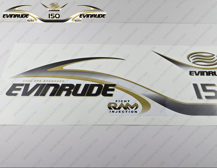 Evinrude 150HP Ficht RAM Injection 2001 White Cowl Outboard Decal Kit